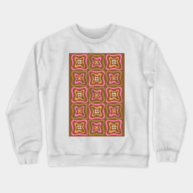 Retro Groovy Pattern Pink, Orange, Brown, Cream 2 Crewneck Sweatshirt by tramasdesign